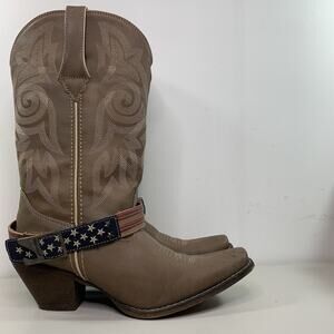 Durango 12" Crush Western Boot Tan Brown Womens Size 8m American Band Cowgirl